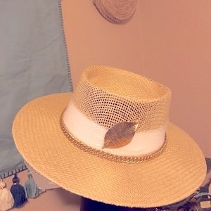 SALE ! NWT Straw boater hat upcycled OS Adjustable